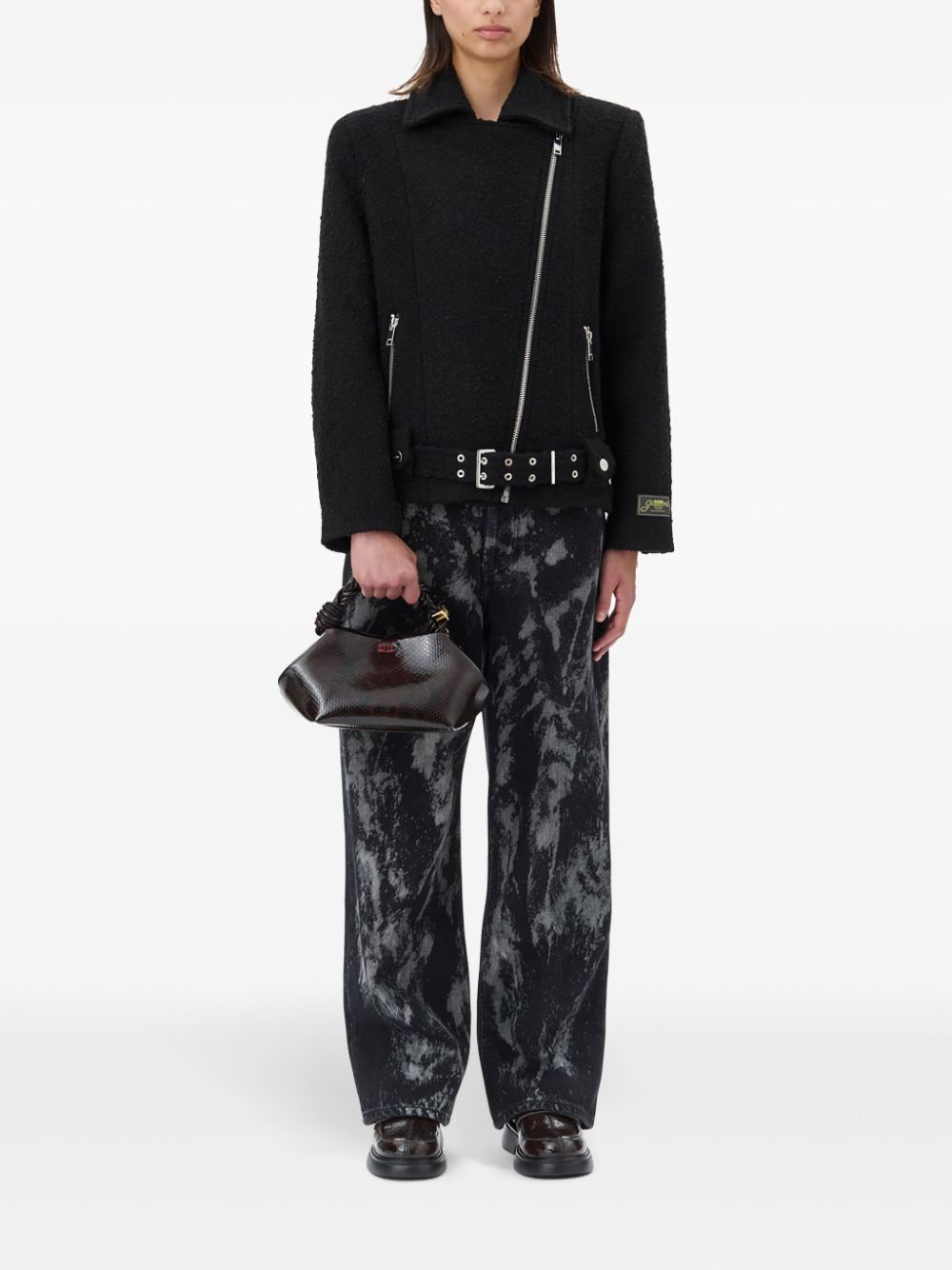 GANNI – Textured Bouclé Wool Biker Jacket