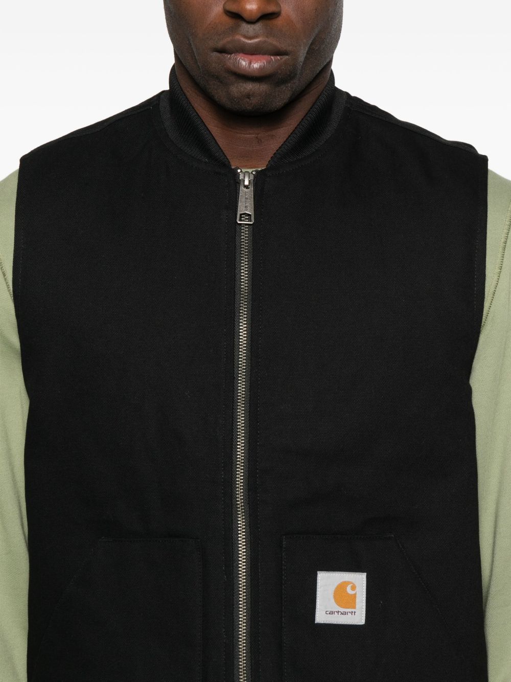 CARHARTT WIP MAIN – Gilet zippé noir en coton
