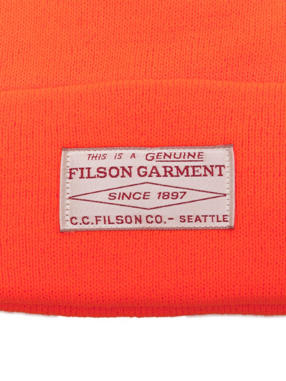 FILSON – Bonnet côtelé orange à patch logo