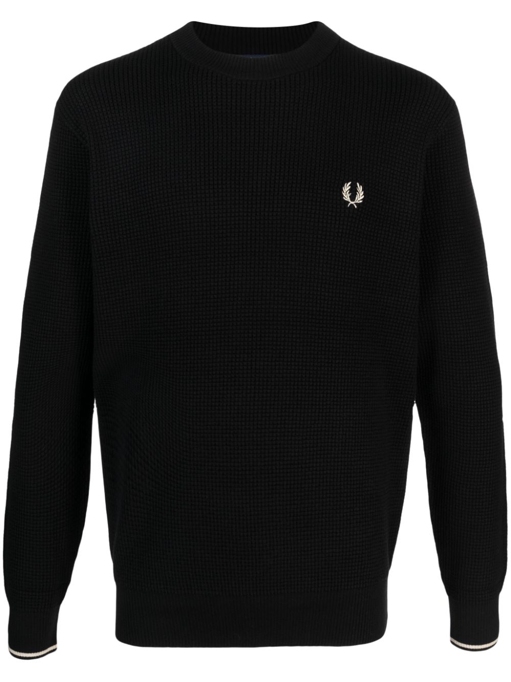 FRED PERRY – Waffle Knit Crewneck Black