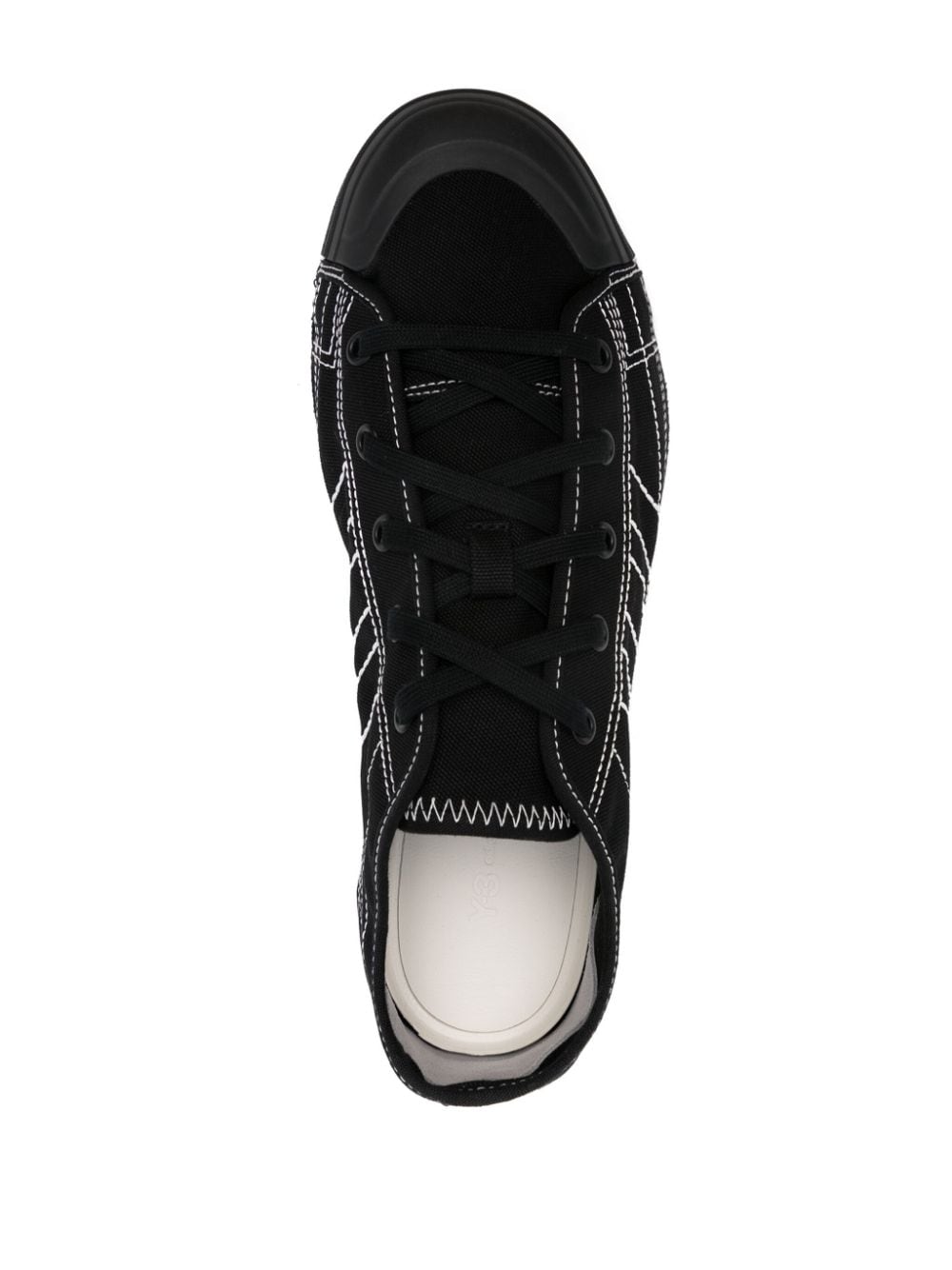 Y-3 – Sneakers Nizza Low en cuir noir et blanc