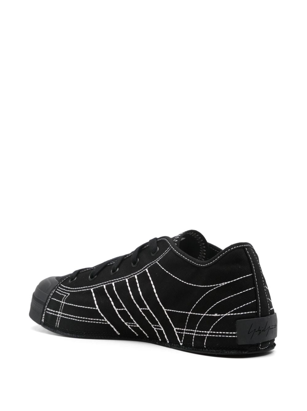 Y-3 – Sneakers Nizza Low en cuir noir et blanc