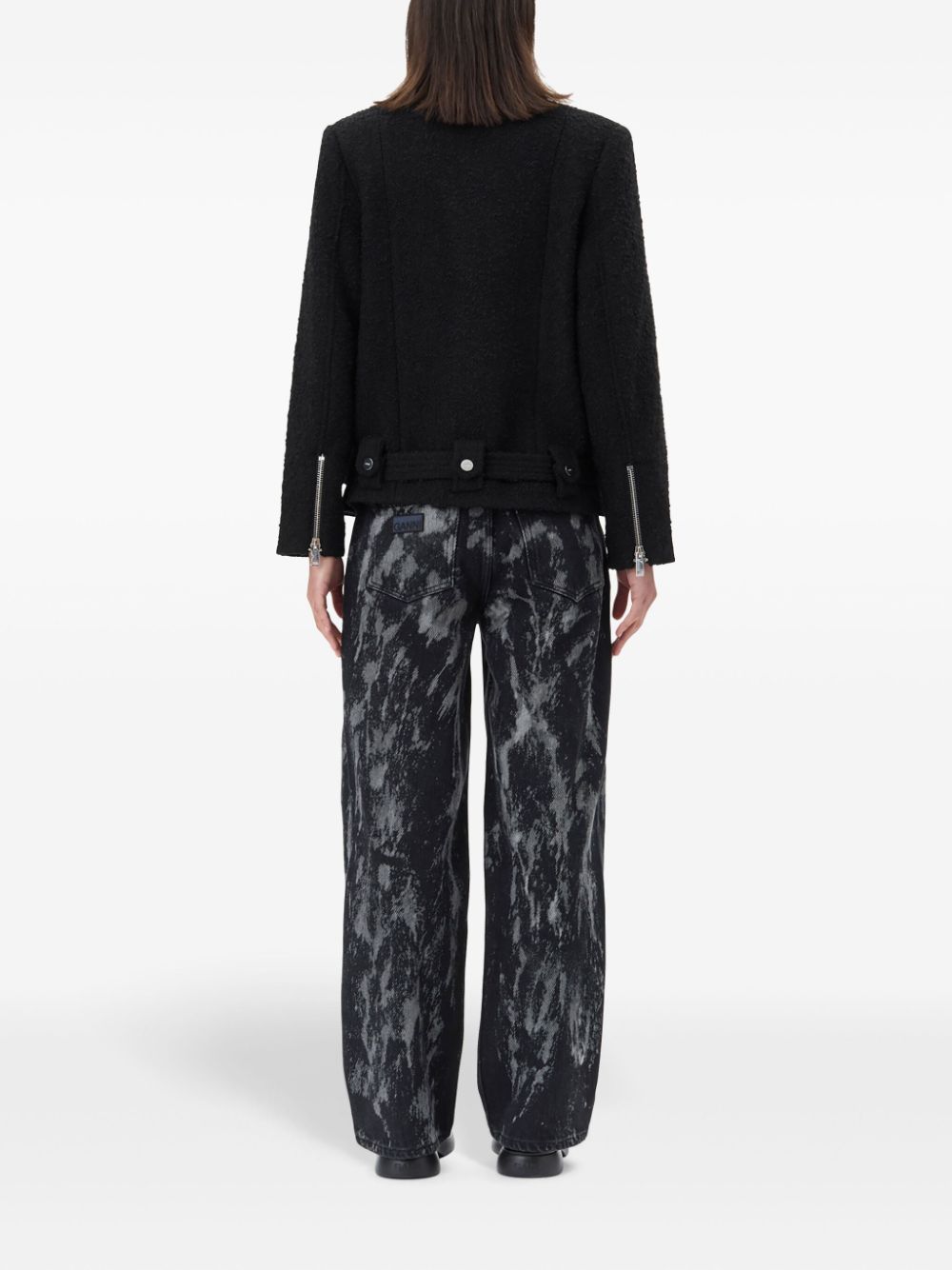 GANNI – Textured Bouclé Wool Biker Jacket