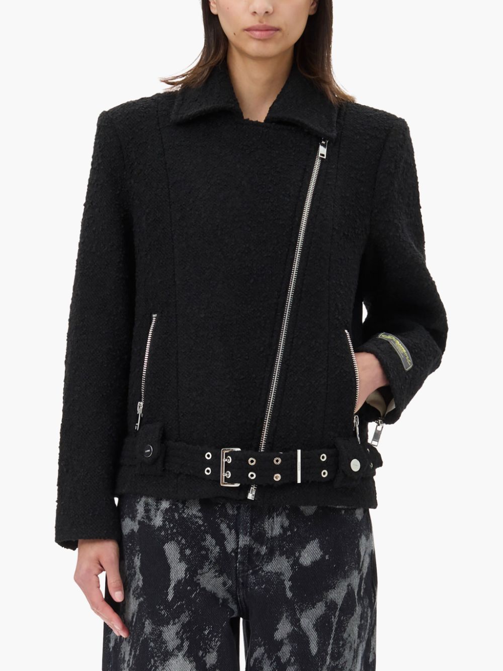 GANNI – Textured Bouclé Wool Biker Jacket