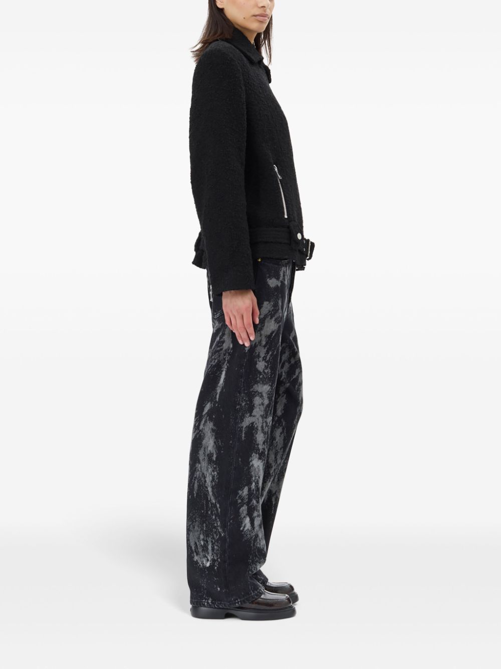 GANNI – Textured Bouclé Wool Biker Jacket