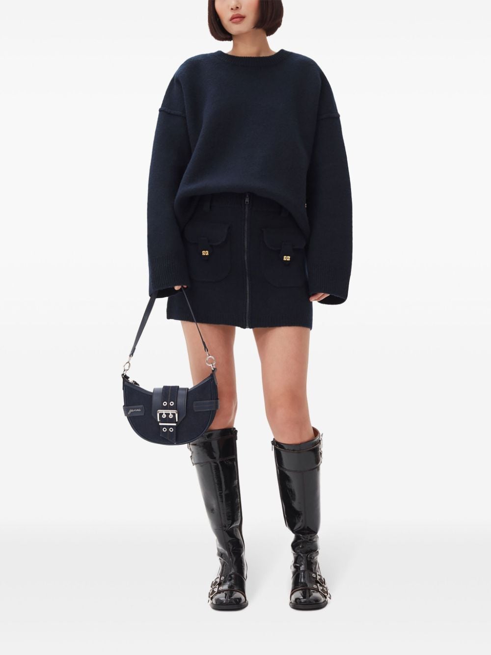 GANNI – Sac crossbody Small Buckle noir