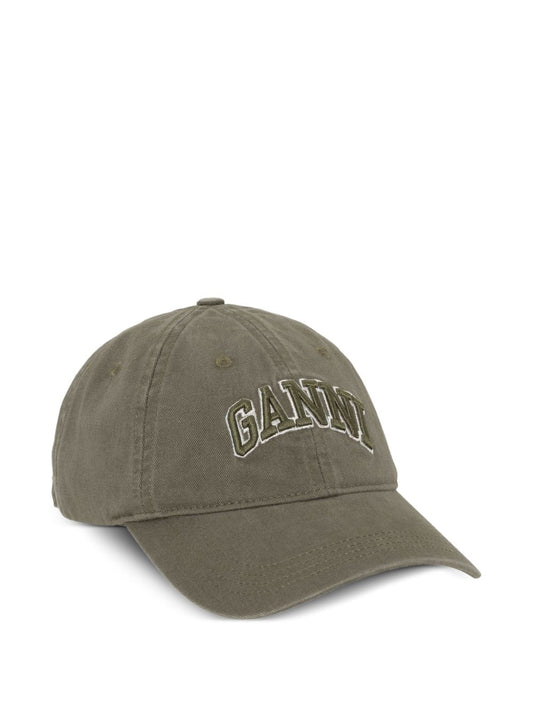 GANNI – Casquette baseball kaki à logo ton sur ton