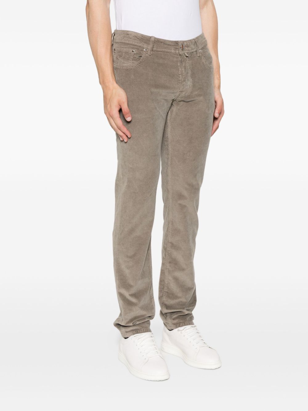 JACOB COHEN – Pantalon velours côtelé gris taupe