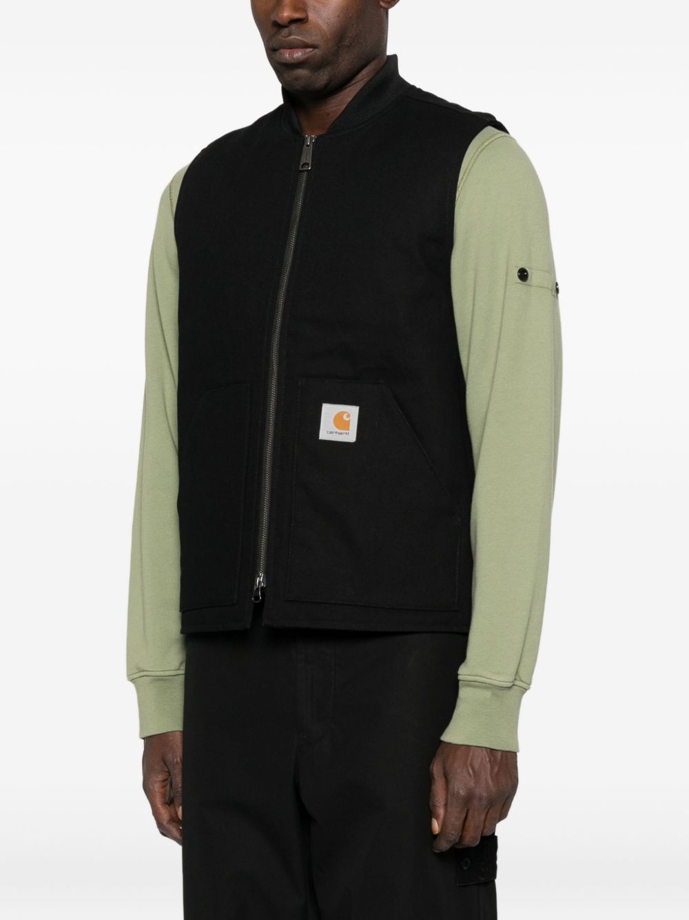 CARHARTT WIP MAIN – Gilet zippé noir en coton