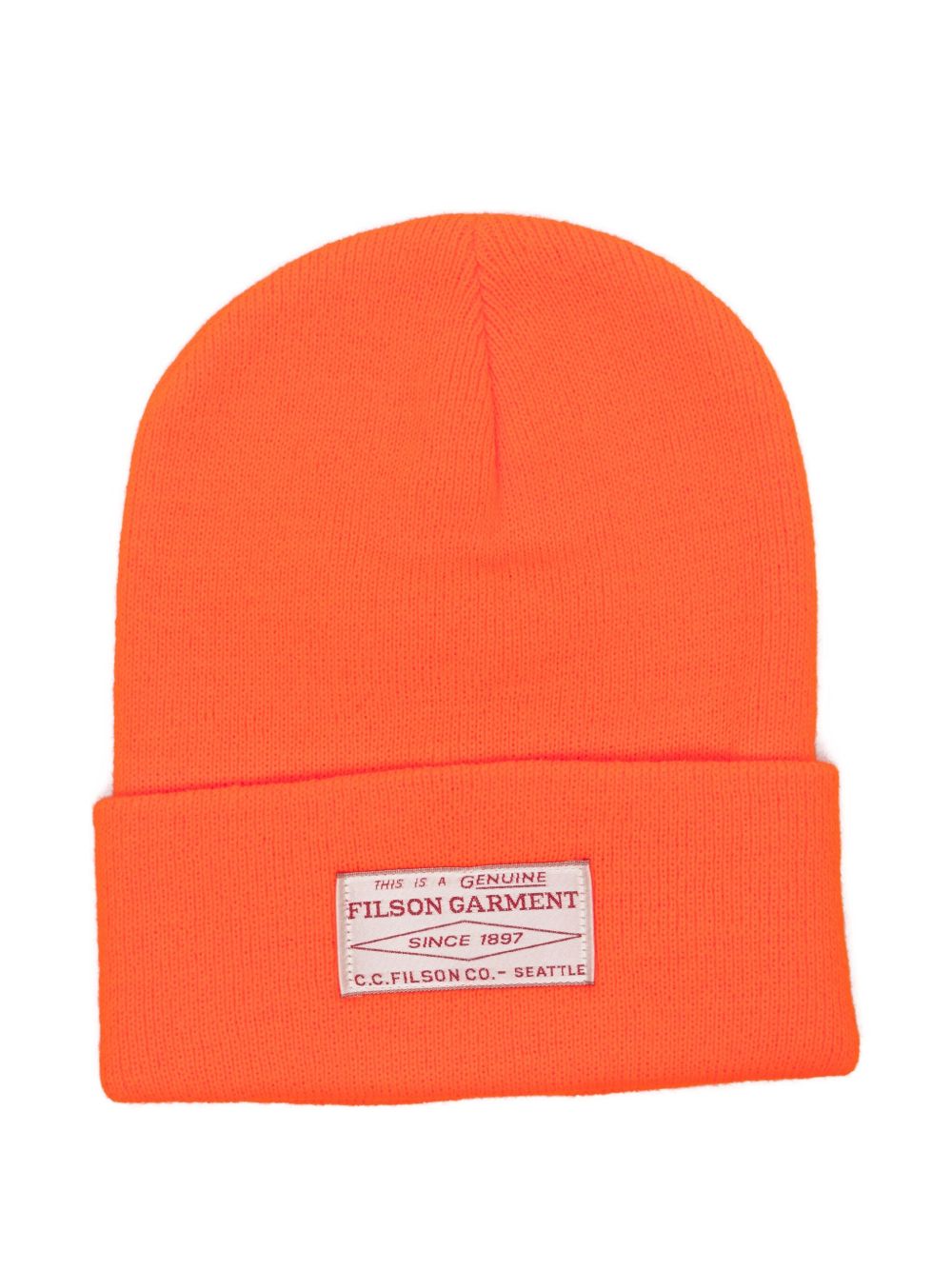 FILSON – Bonnet côtelé orange à patch logo
