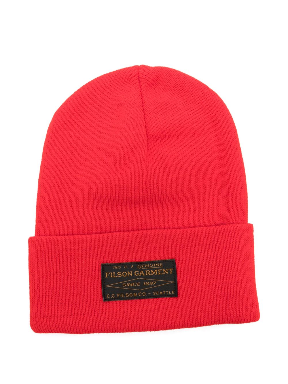 FILSON – Bonnet rouge côtelé avec patch logo