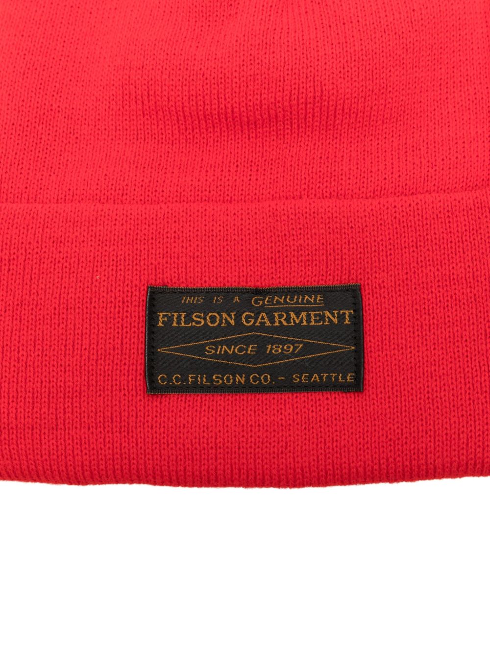 FILSON – Bonnet rouge côtelé avec patch logo