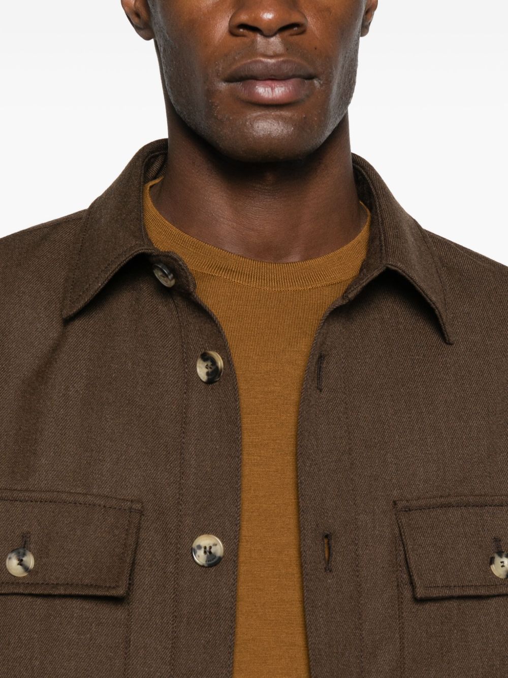 JACOB COHEN – Veste chemise en laine marron