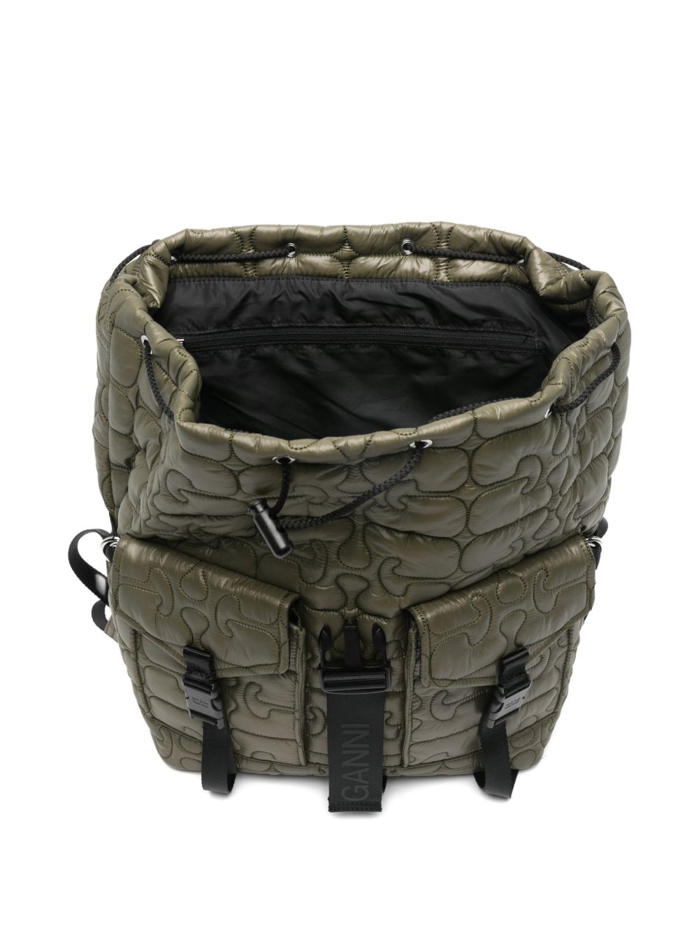 GANNI – Sac à dos matelassé en nylon vert
