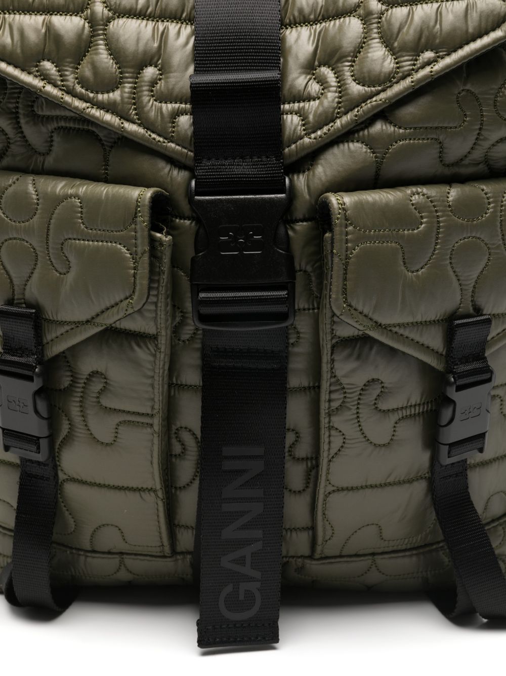 GANNI – Sac à dos matelassé en nylon vert